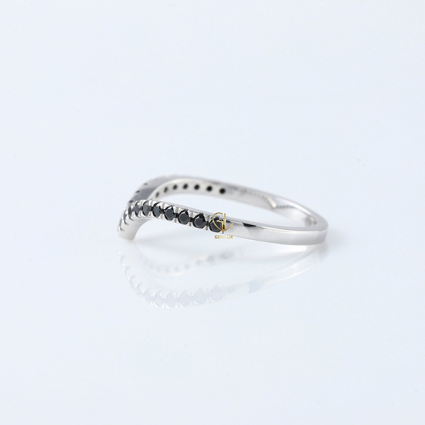 Black Round Cut Moissanite Diamond Curved Wedding Band