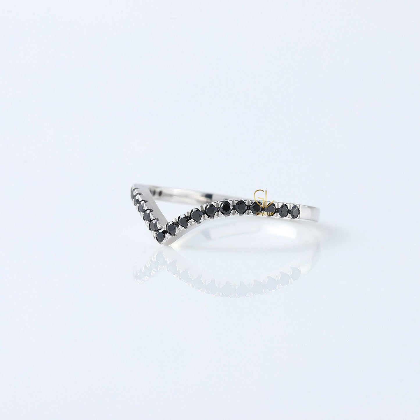 Black Round Cut Moissanite Diamond Curved Wedding Band