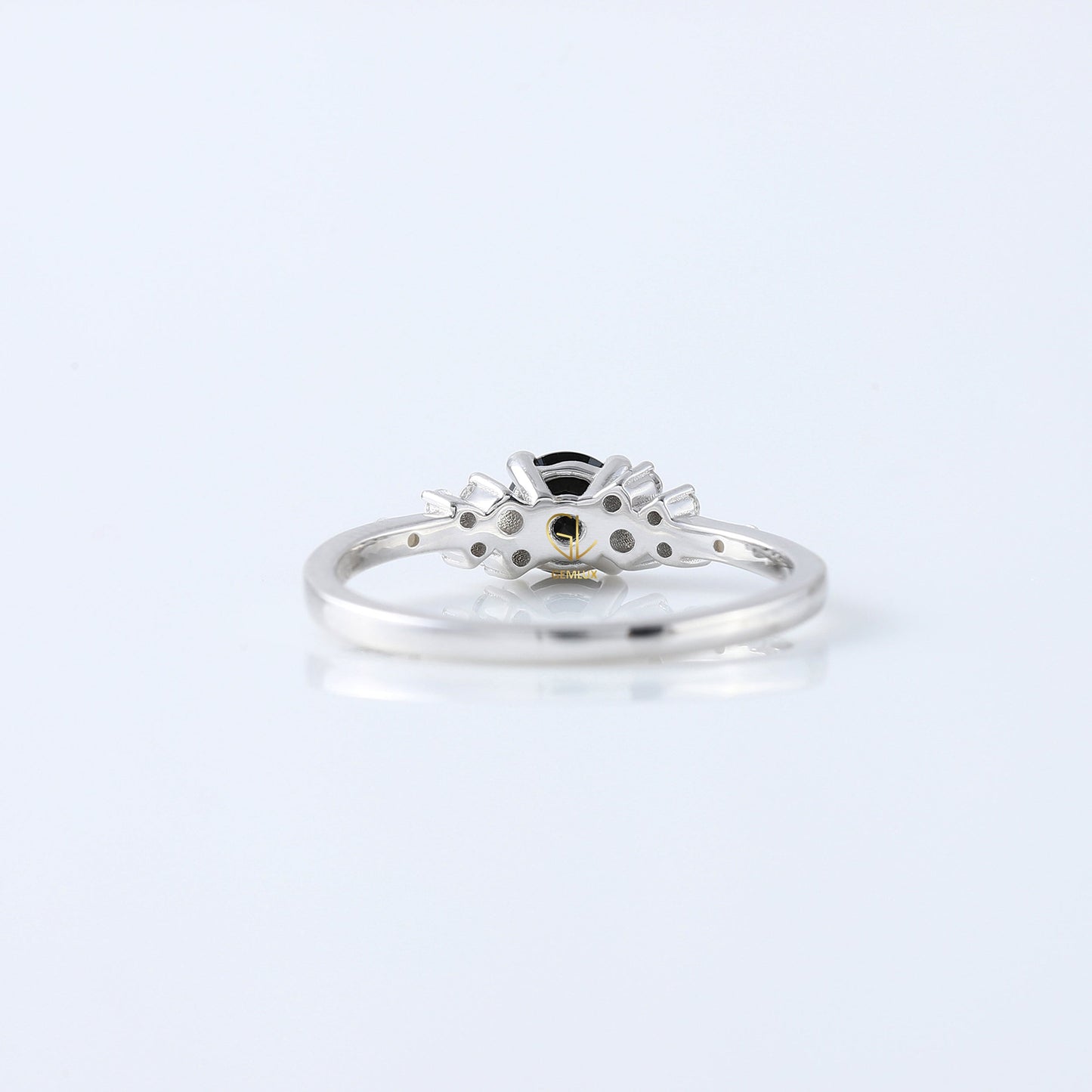 Black Round Cut Natural Diamond Tiny Cluster Ring