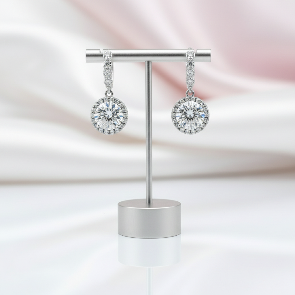 3.0 Ct Round Cut Diamond Option Drop Earrings