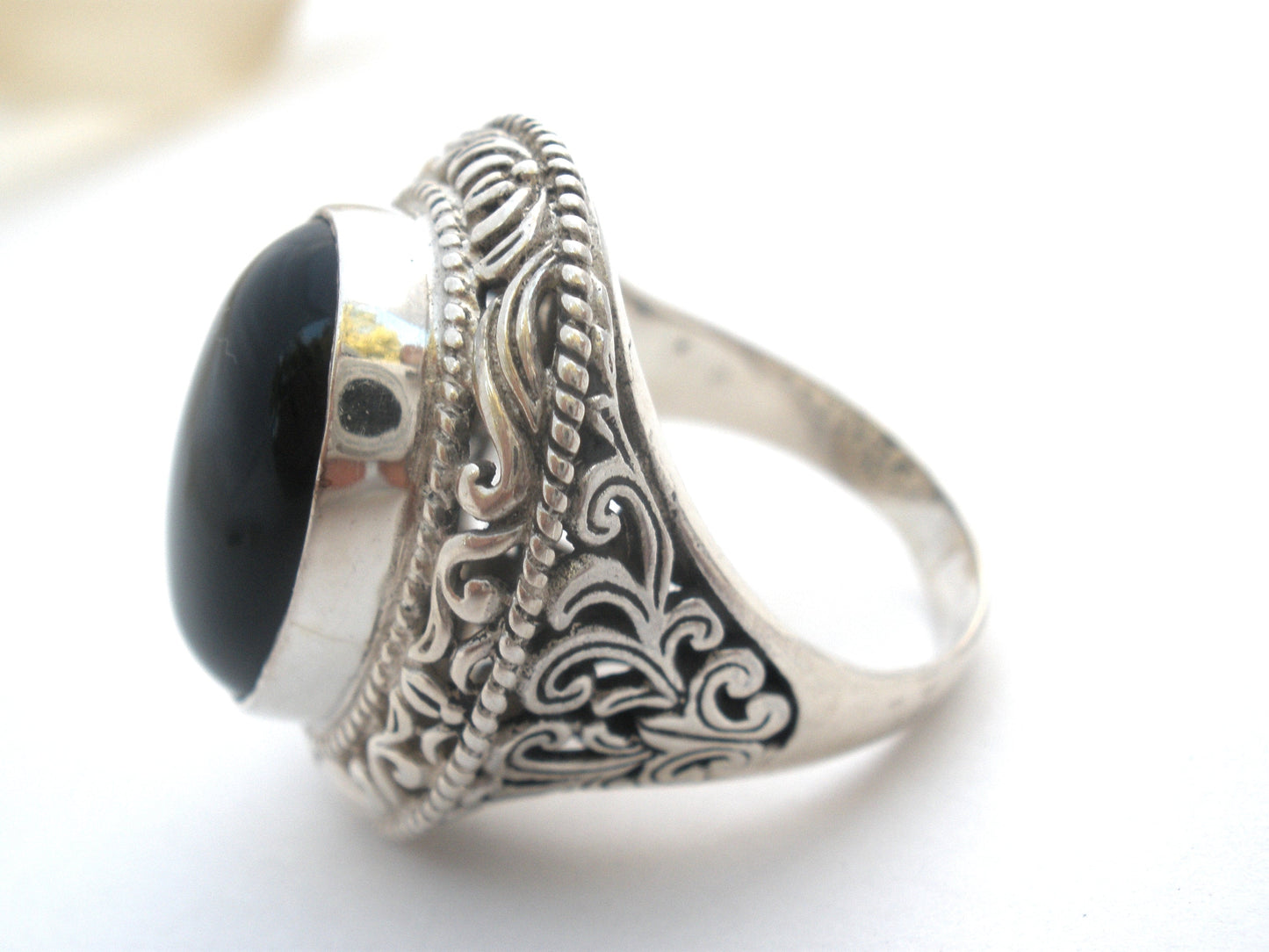 Black Onyx Ring Sterling Silver Size 10