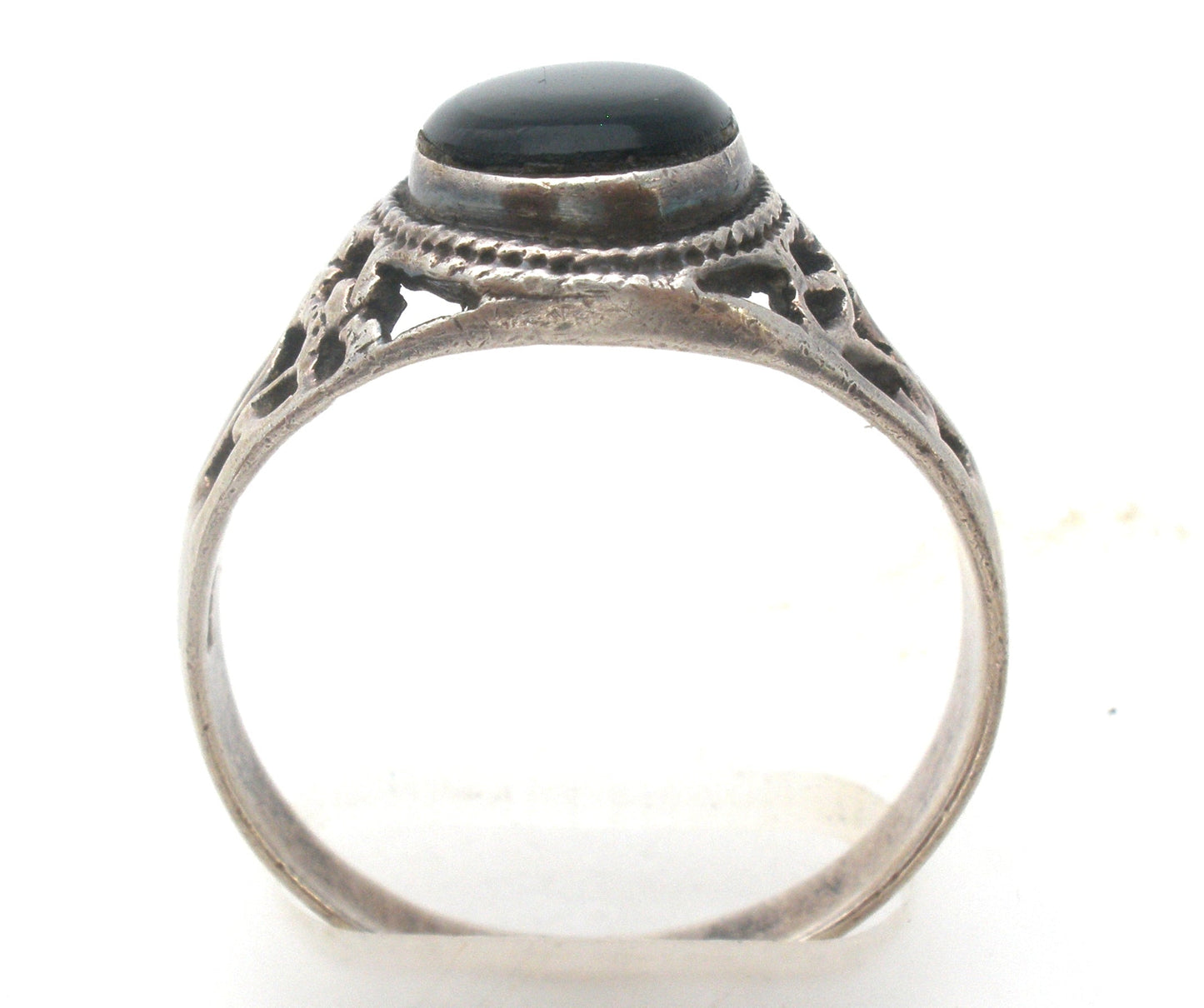 Black Onyx Sterling Silver Ring Size 13