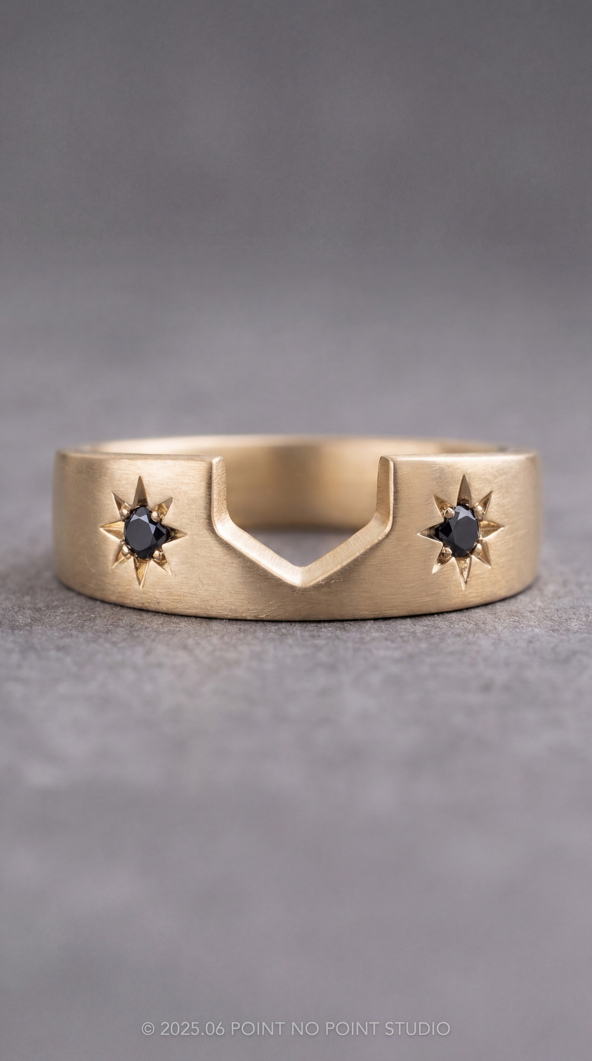 Estrella Wedding Ring, 2 Black Diamond, 5mm Matte