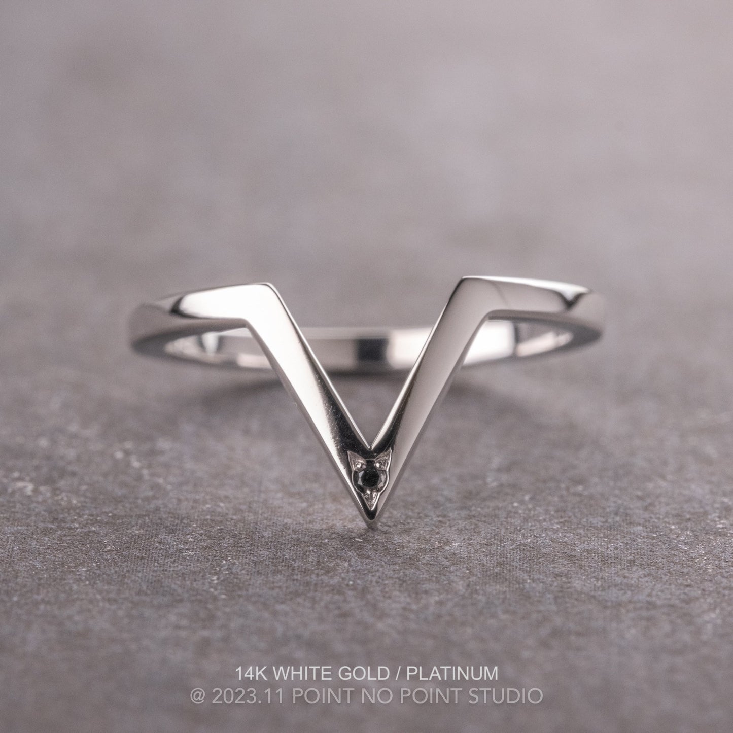 Victoria Wedding Ring, Single Black Diamond