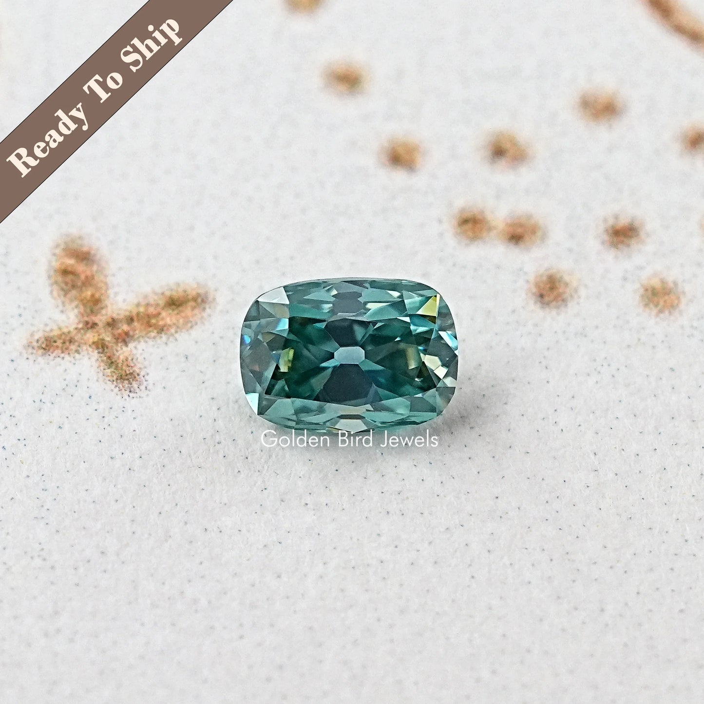 Blue Cushion Cut Moissanite Stone