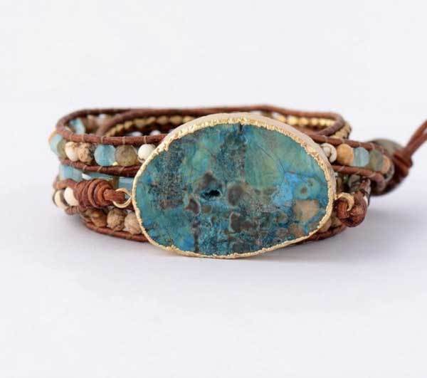 Blue Earth Jasper Stone Bracelet