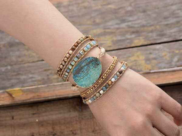 Blue Earth Jasper Stone Bracelet