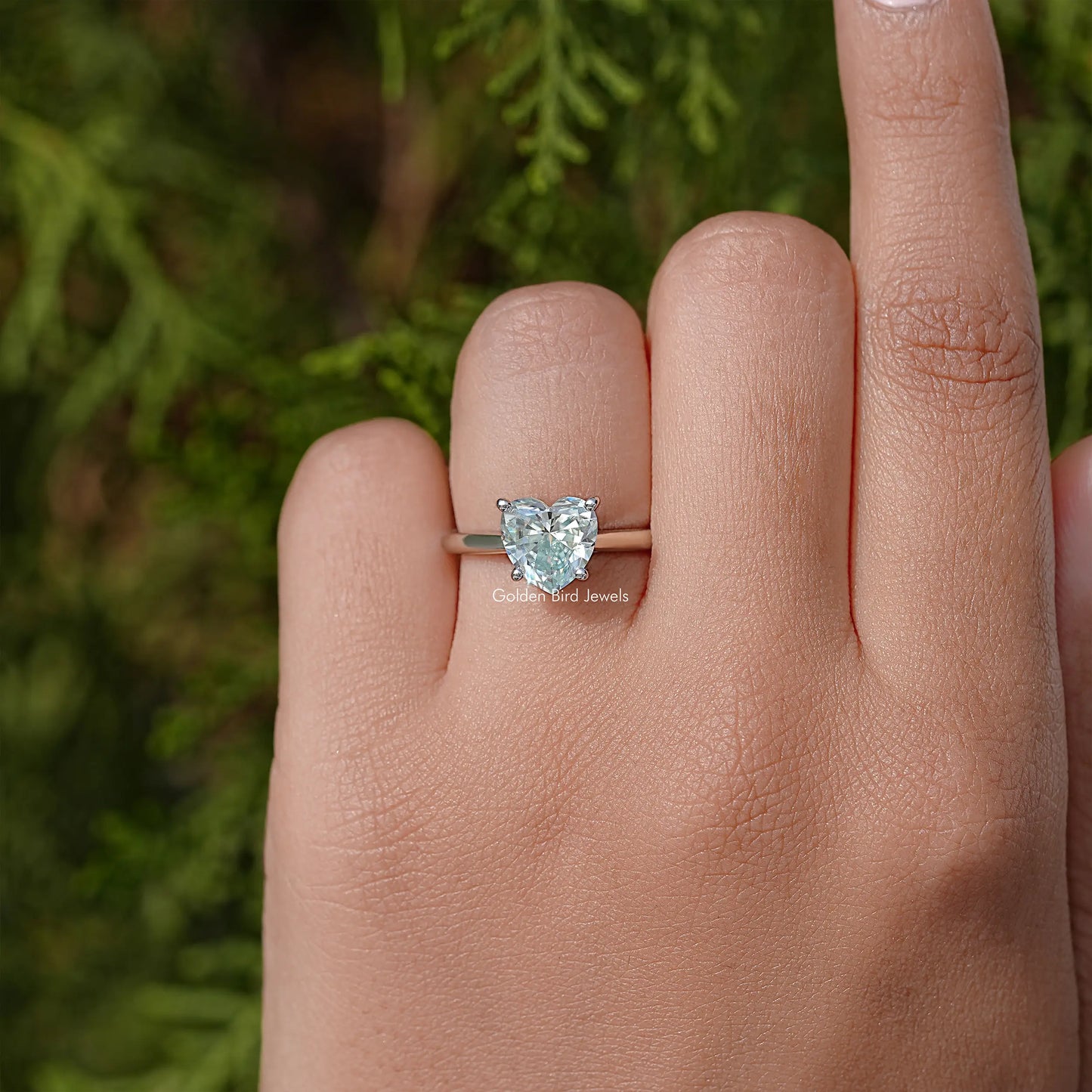 Blue Heart Moissanite Solitaire Wedding Ring