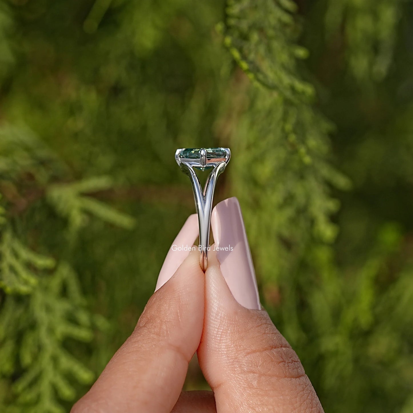 Asscher Cut Moissanite Split Shank Ring