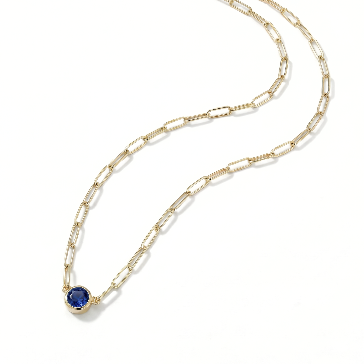 The Paperclip Bezel Necklace | Lab-Grown Blue Sapphire