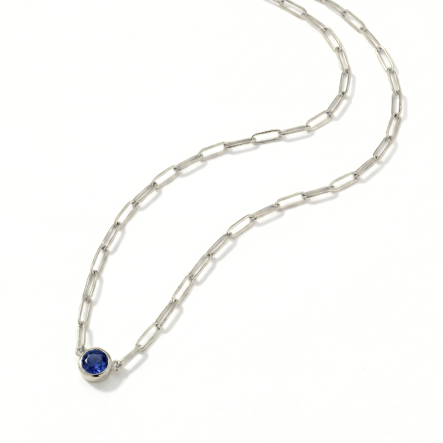 The Paperclip Bezel Necklace | Lab-Grown Blue Sapphire
