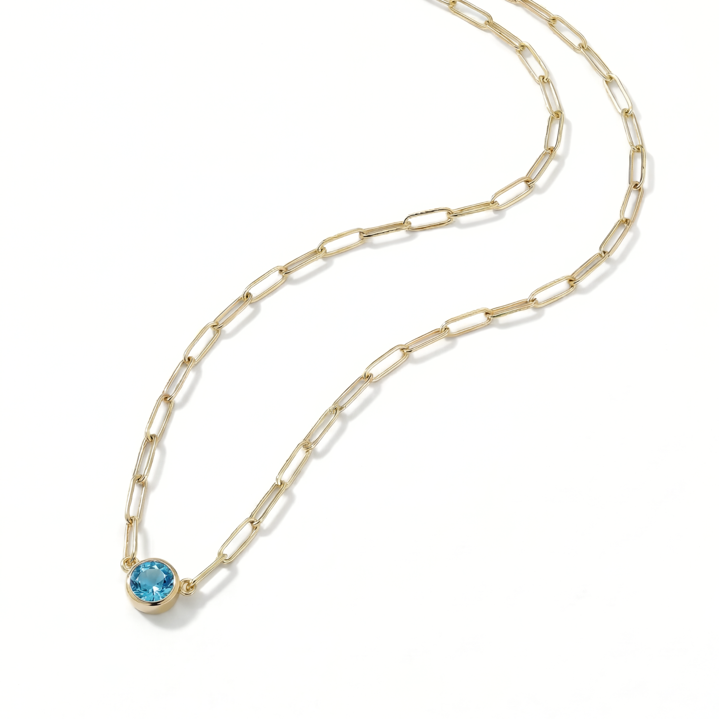 The Paperclip Bezel Necklace | Blue Topaz