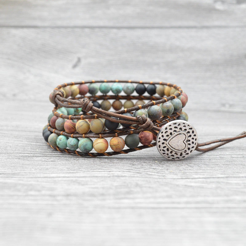 Bohemian Beaded Leather Bracelet