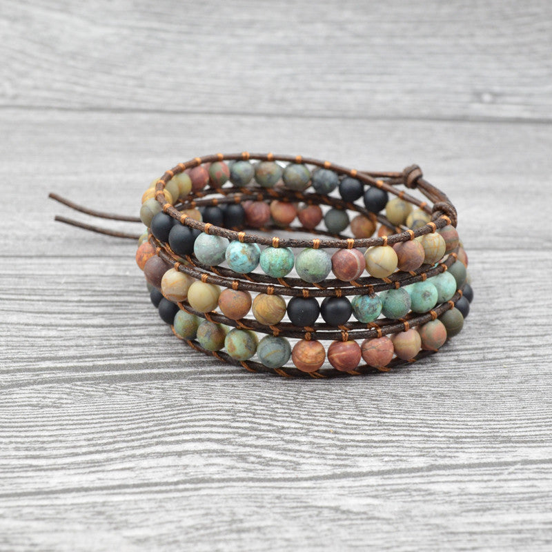 Bohemian Beaded Leather Bracelet
