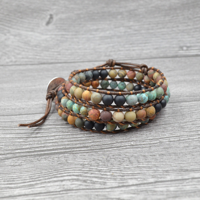 Bohemian Beaded Leather Bracelet