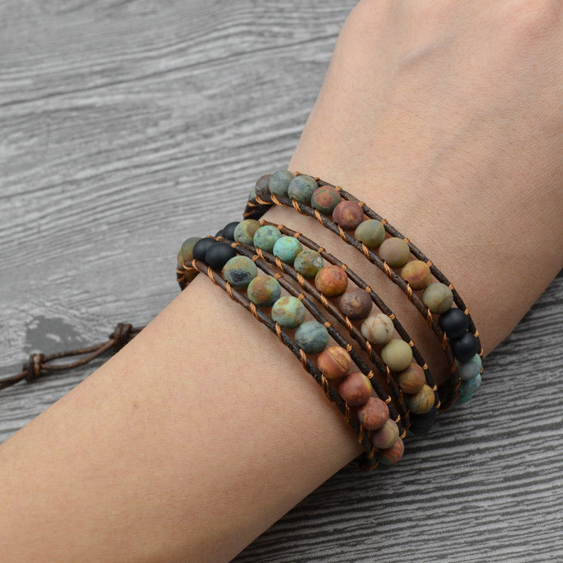 Bohemian Beaded Leather Bracelet