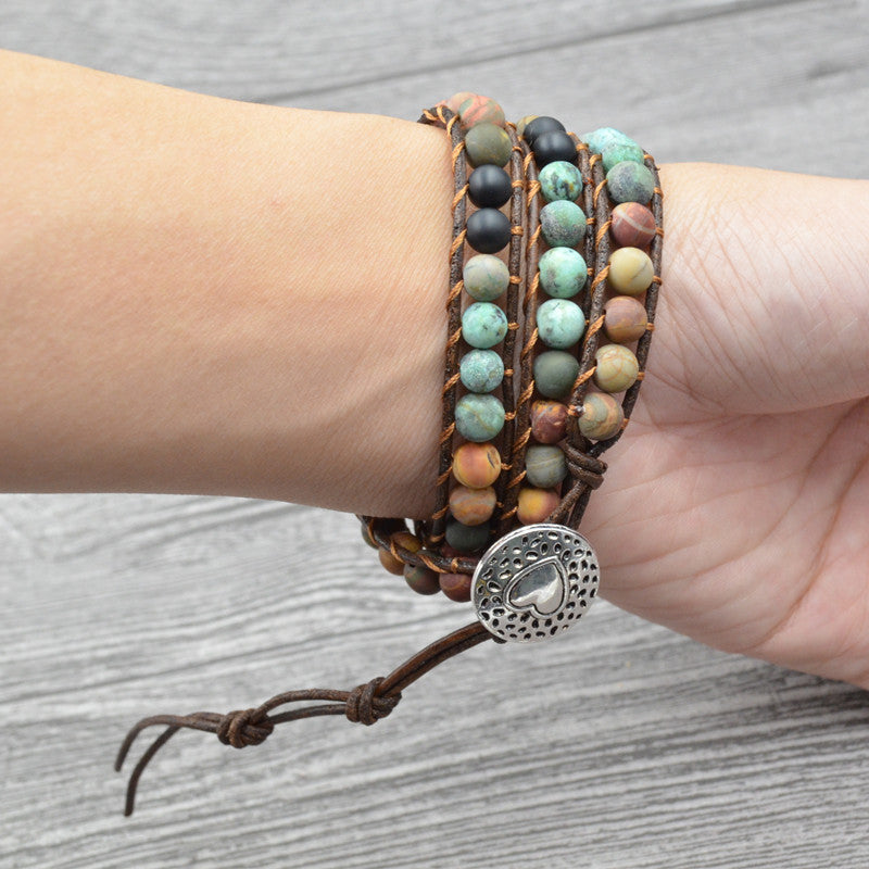 Bohemian Beaded Leather Bracelet
