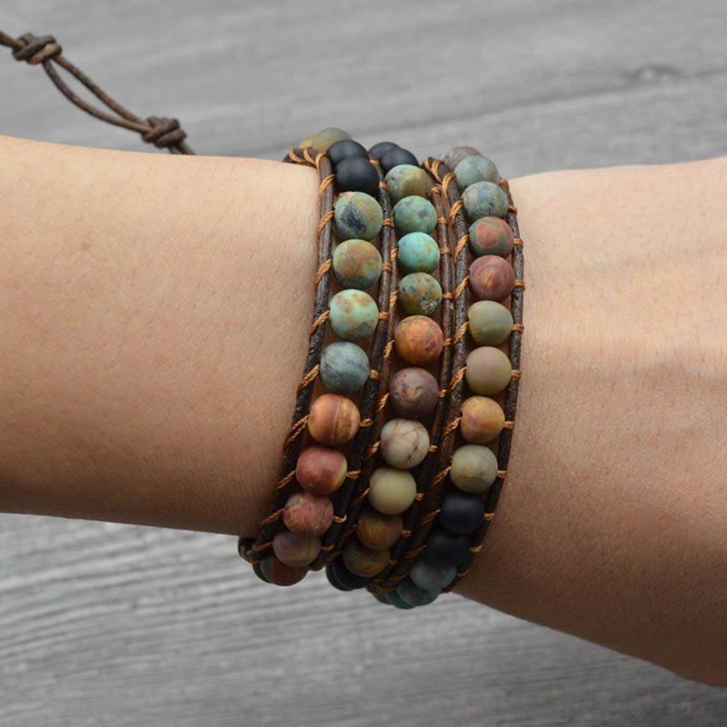 Bohemian Beaded Leather Bracelet