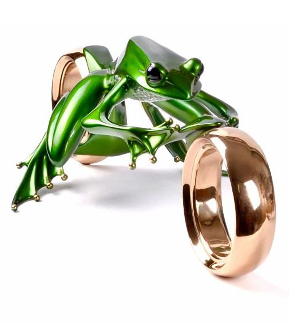 Bronze Sculpture "Bonneville" Green with Polished Bronze Wheels by Tim Cotterill