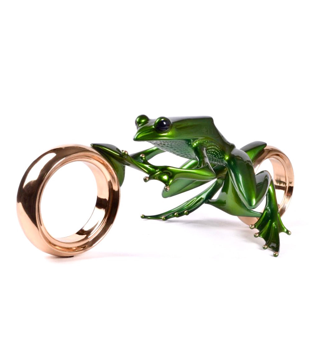 Bronze Sculpture "Bonneville" Green with Polished Bronze Wheels by Tim Cotterill