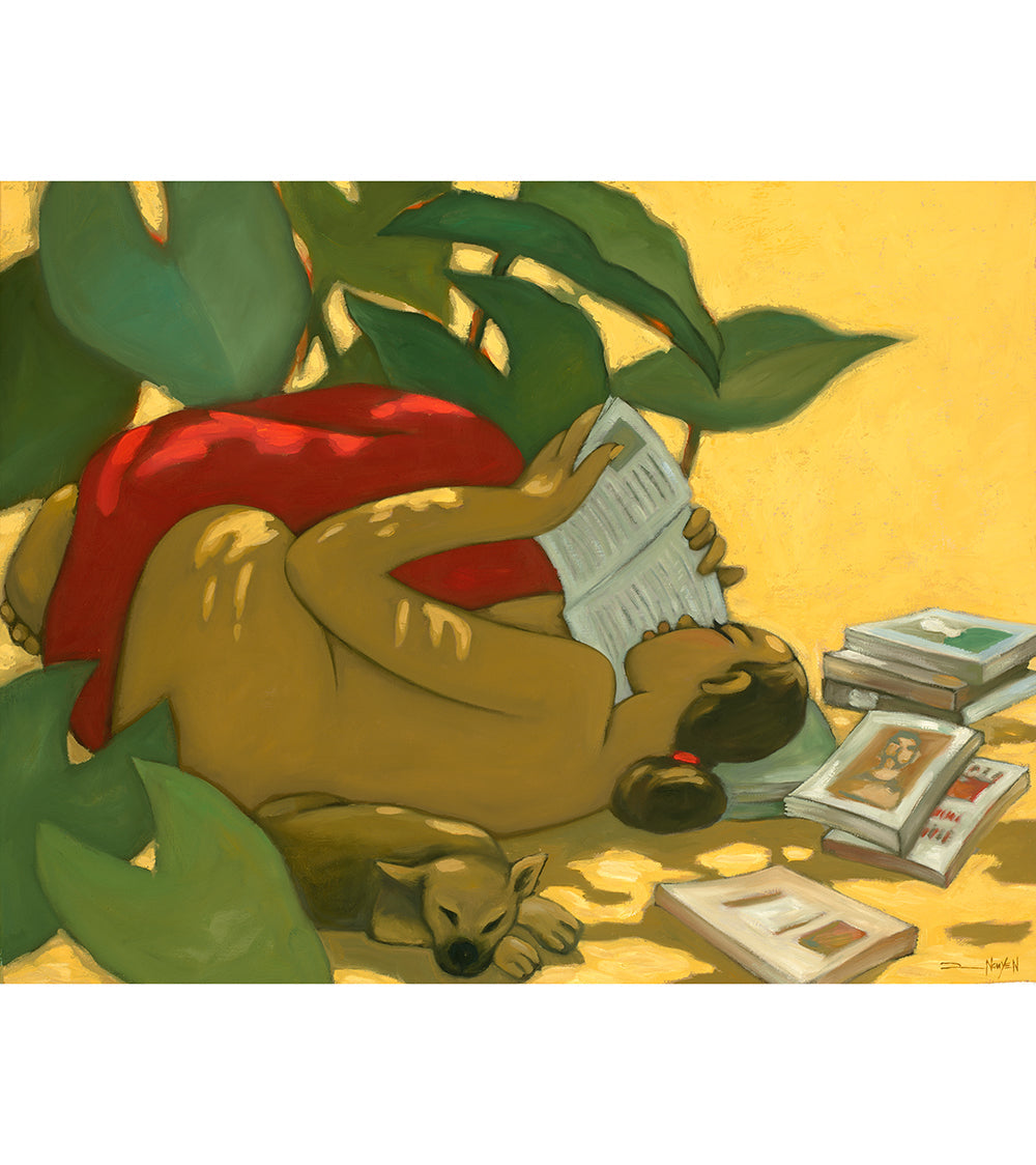 Original Painting: Bookworm by Tim Nguyen