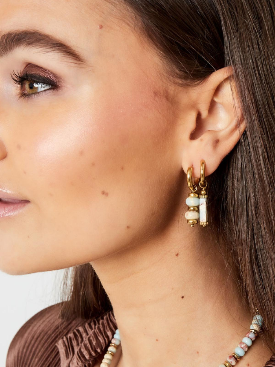 Daphné mini hoop earrings - dangling with semi-precious stone