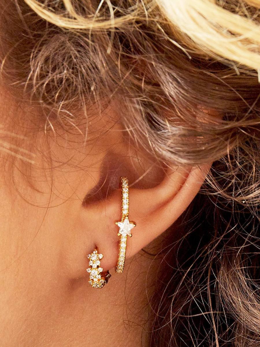Mini Brilliance Céleste hoop earrings - stars and white zirconium stone