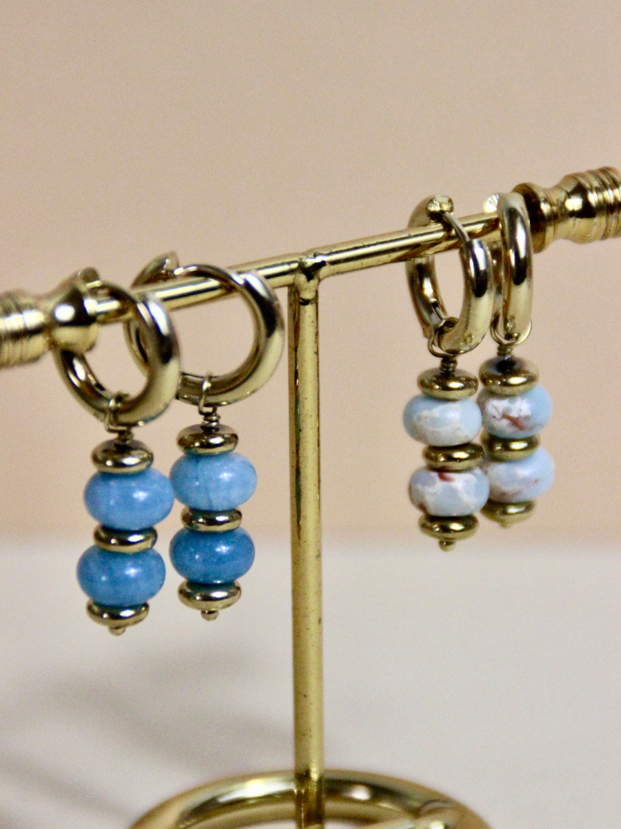 Daphné mini hoop earrings - dangling with semi-precious stone
