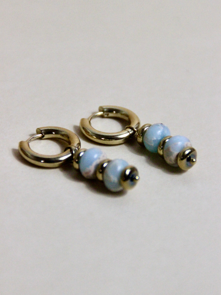 Daphné mini hoop earrings - dangling with semi-precious stone