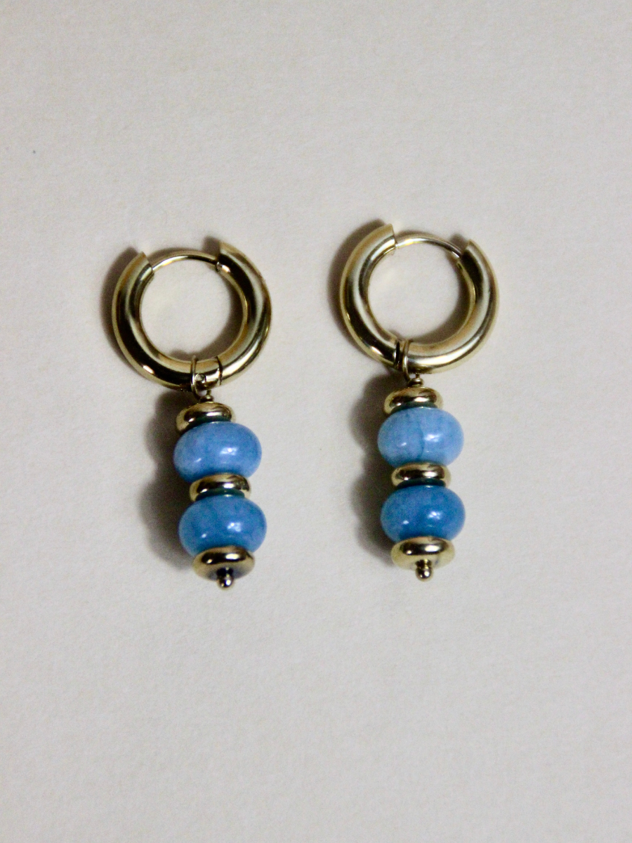Daphné mini hoop earrings - dangling with semi-precious stone