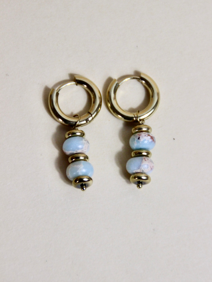 Daphné mini hoop earrings - dangling with semi-precious stone