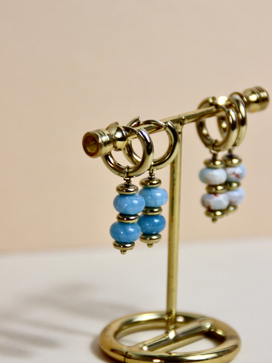 Daphné mini hoop earrings - dangling with semi-precious stone
