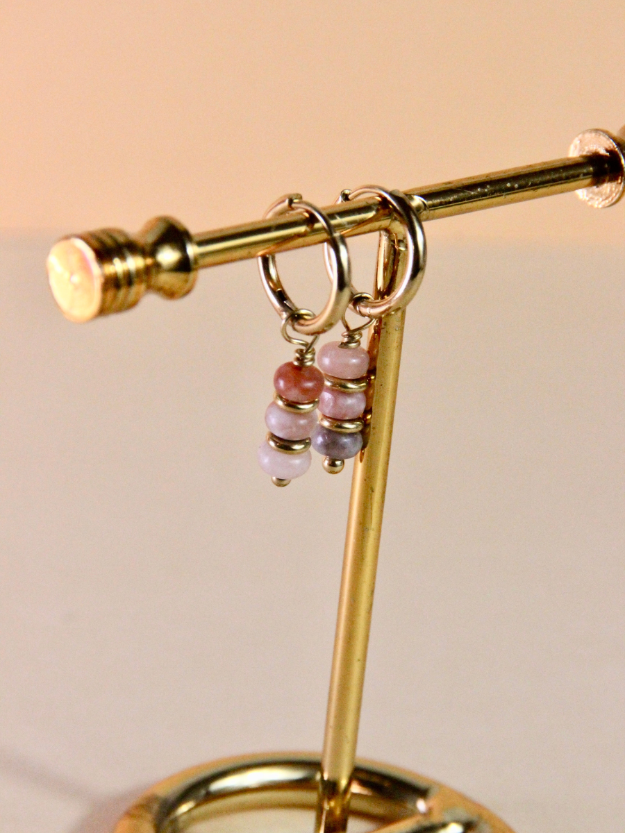 Kisha mini hoop earrings - dangling with semi-precious stone