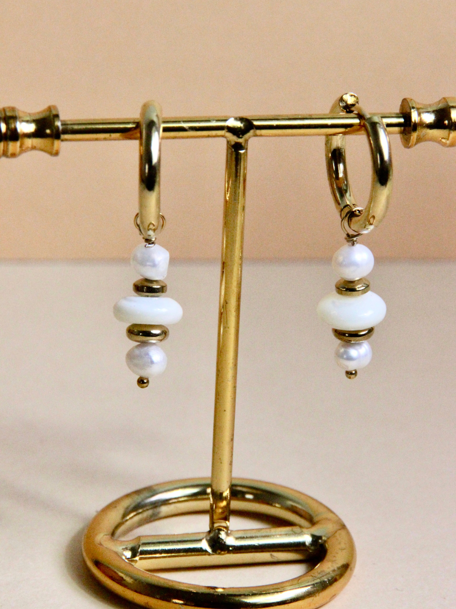 Mini Orion hoop earrings - bohemian natural stones