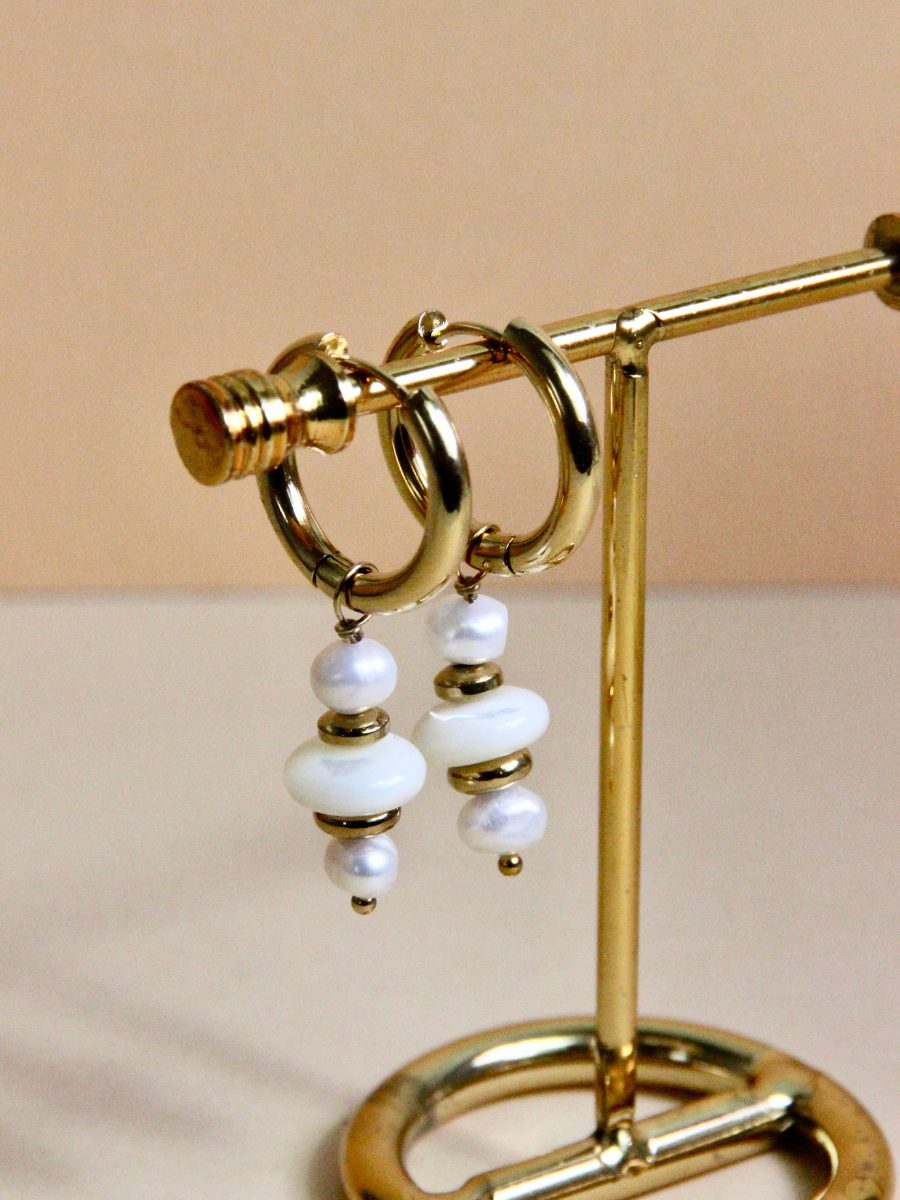 Mini Orion hoop earrings - bohemian natural stones