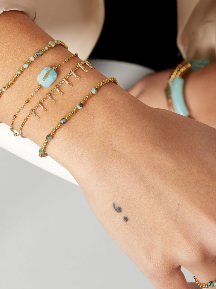 Alessia bracelet - Double chain and natural stone