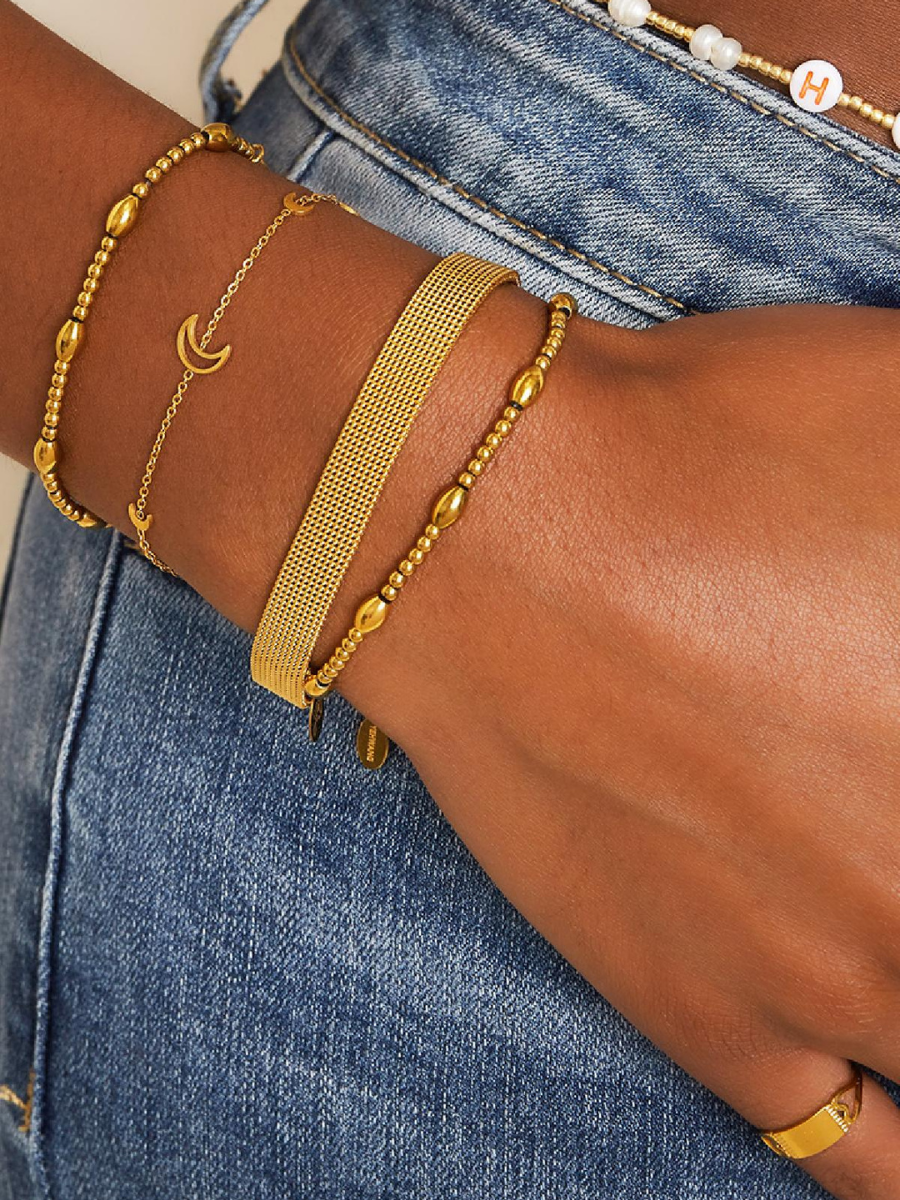 Isla bracelet - large gold mesh in stainless steel