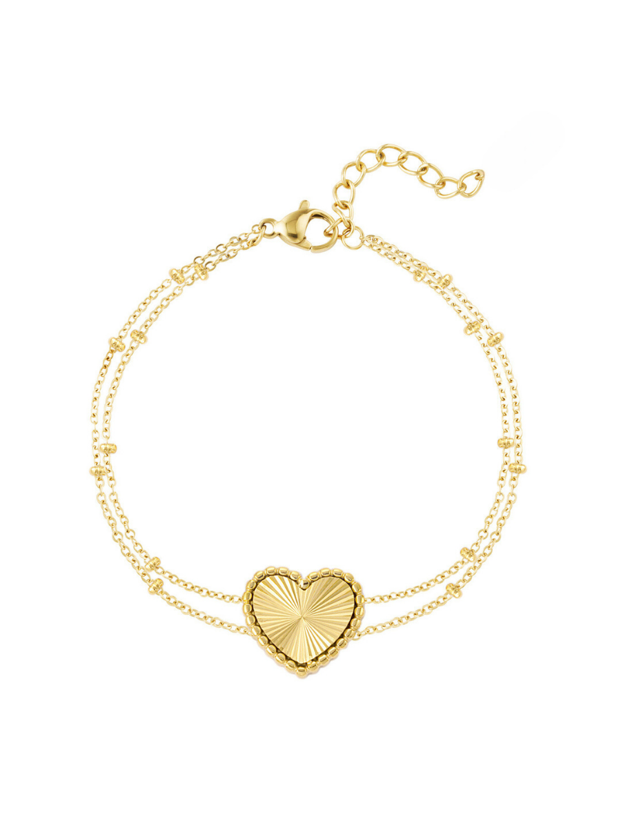 Corazon bracelet - double chain and heart medallion