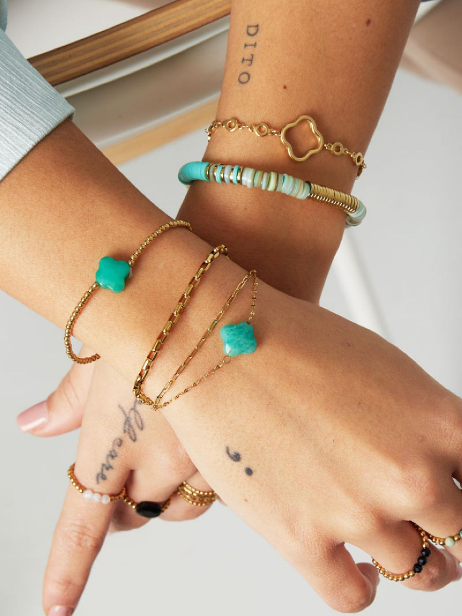 Selena bracelet - boho chic double clover charm chain