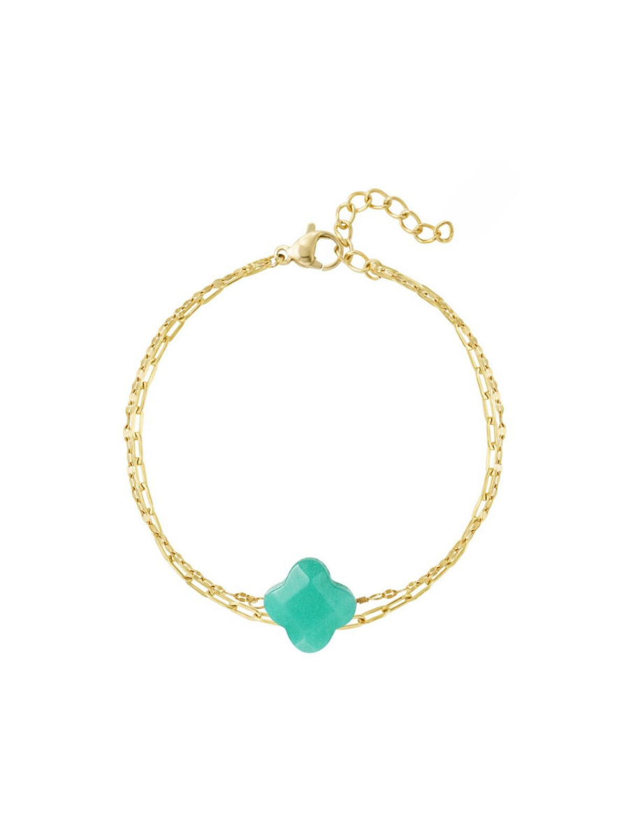 Selena bracelet - boho chic double clover charm chain