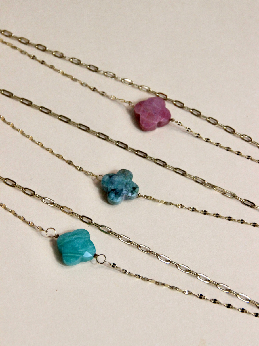 Selena bracelet - boho chic double clover charm chain