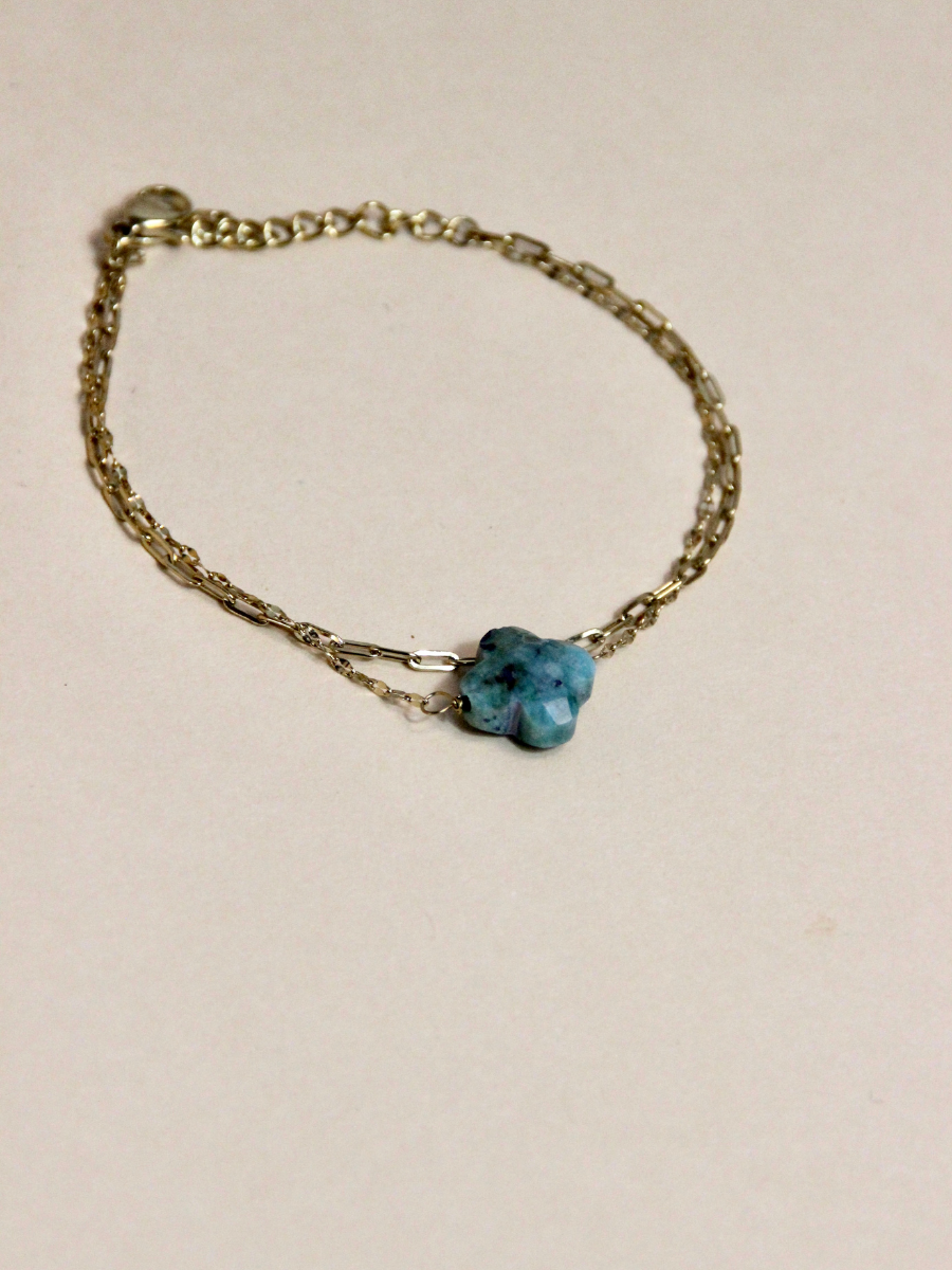 Selena bracelet - boho chic double clover charm chain