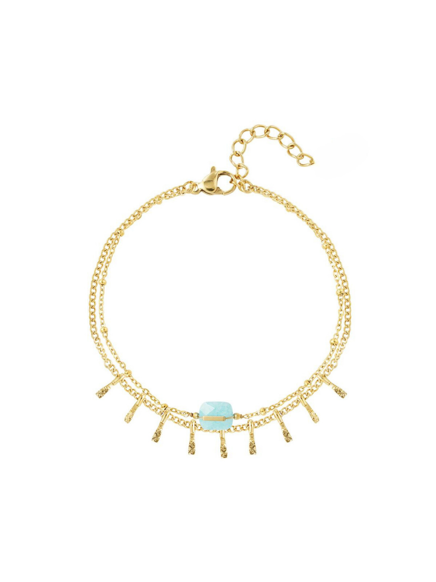 Alessia bracelet - Double chain and natural stone