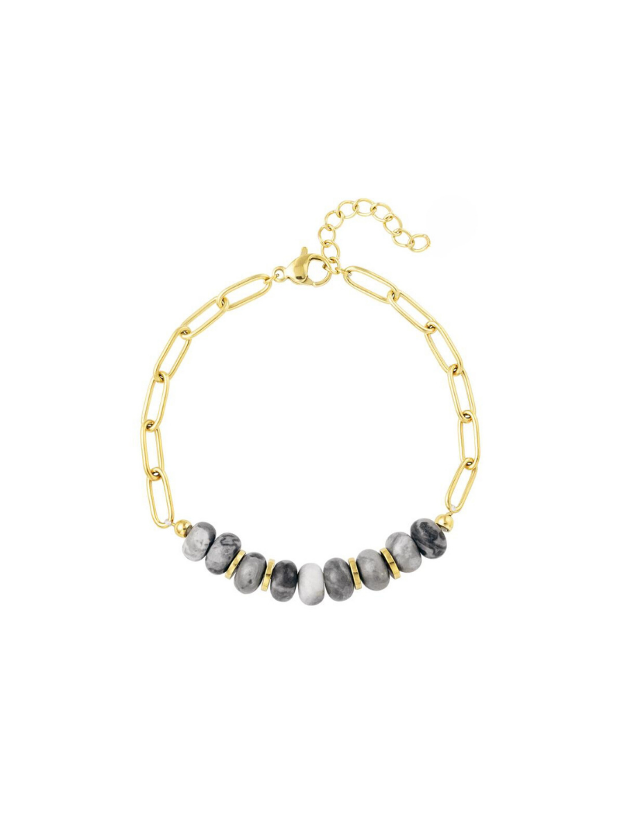 Dakota bracelet - Natural stone and paper clip chain