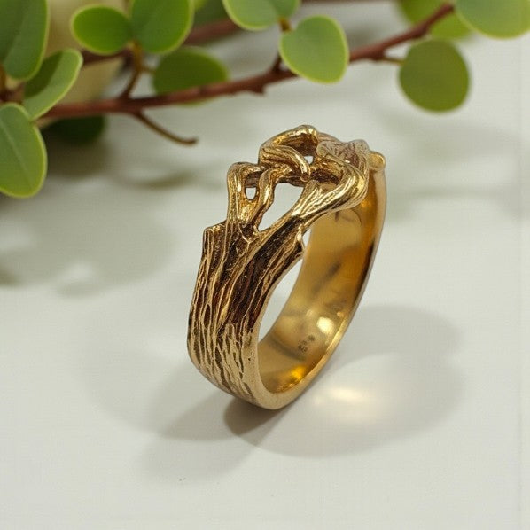 Twig Branch Heart Engagement Ring - 14k Gold Nature-Inspired Wedding Band | Handmade