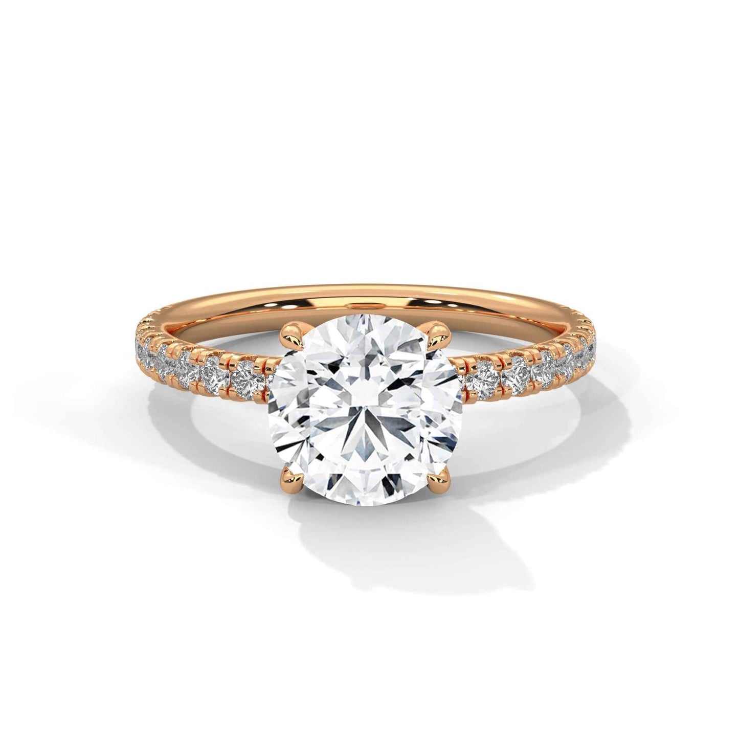 2 Carat Round Cut Lab Grown Diamond Hidden Halo Engagement Ring