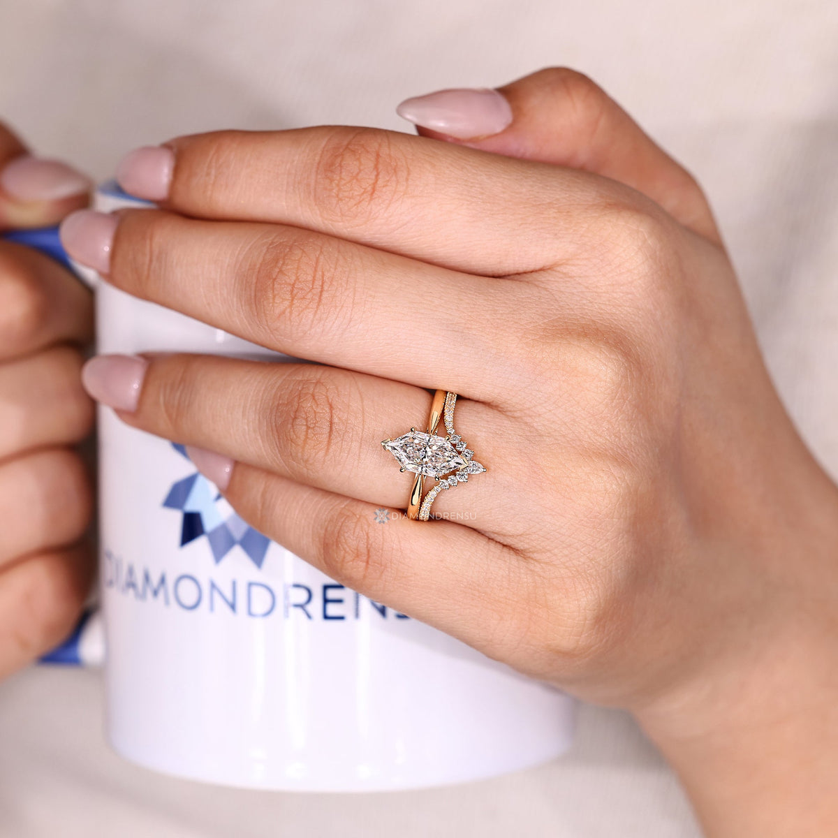 Dutch Marquise Wedding Ring In Tapered Shank