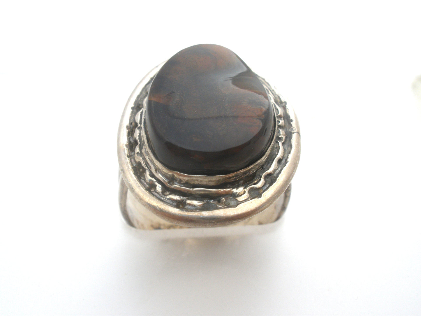Brown Fossil Sterling Silver Ring Size 7