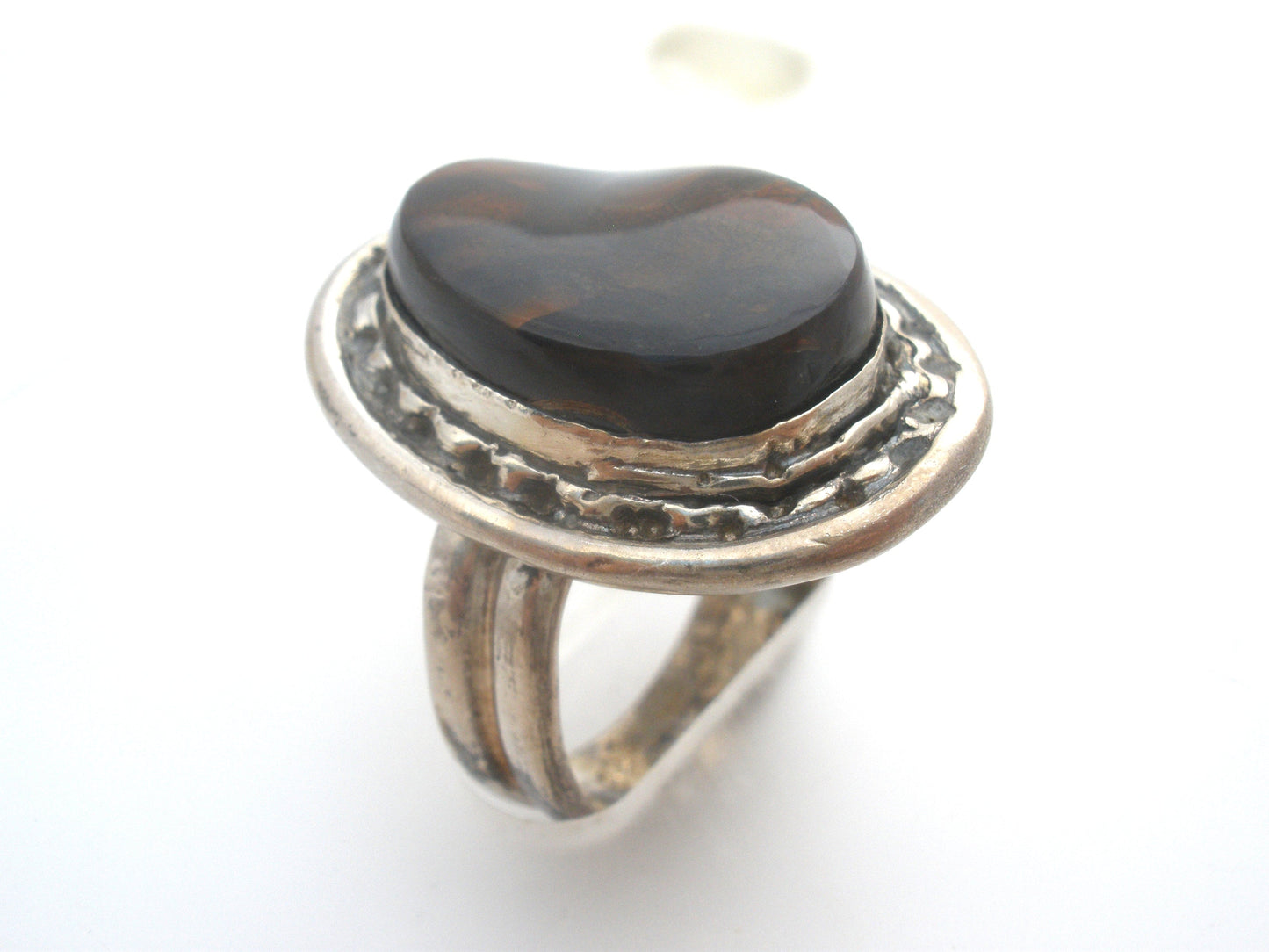 Brown Fossil Sterling Silver Ring Size 7