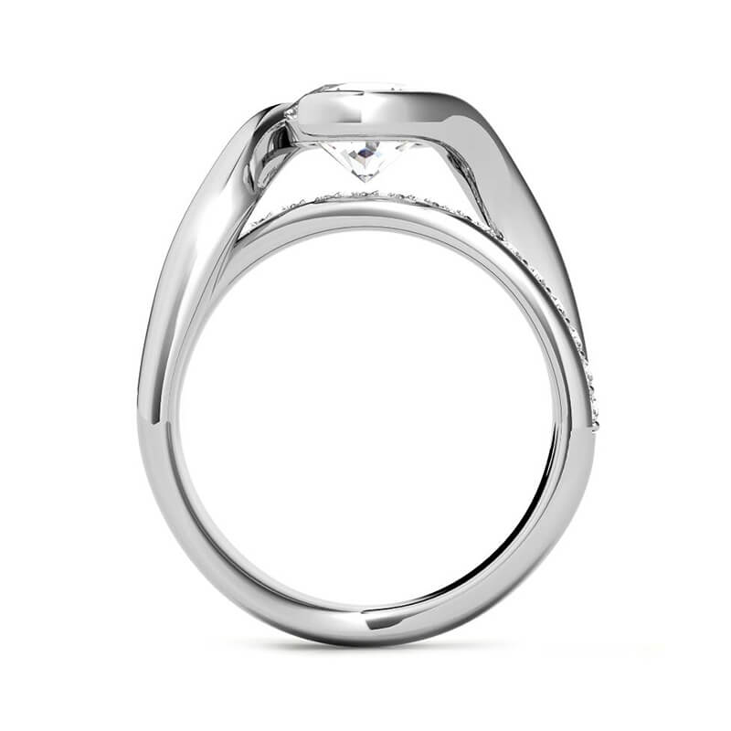 Bypass Half-Bezel Moissanite Pave Engagement Ring